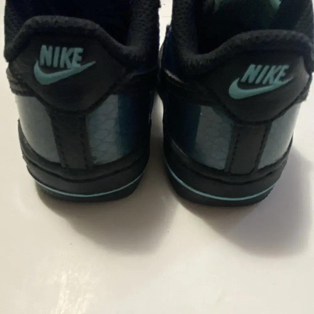 Nike Air Force 1 Toddler Low Top Sneakers Lace Up Leather Black/Blue